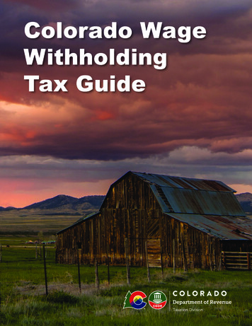 Colorado Wage Withholding Tax Guide