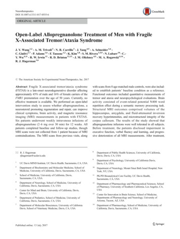 Open-Label Allopregnanolone Treatment Of Men With Fragile X-Associated .
