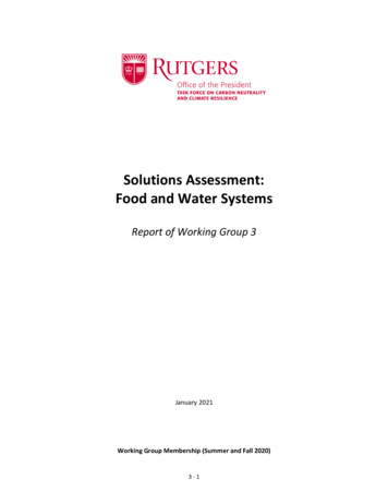 Solutions Assessment: Food And Water Systems