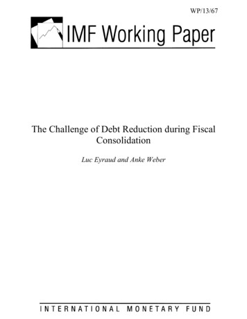 The Challenge Of Debt Reduction During Fiscal Consolidation