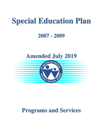 Special Education Plan - Waterloo Region District School Board