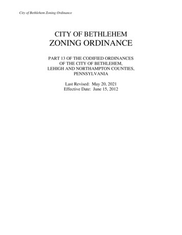 City Of Bethlehem Zoning Ordinance