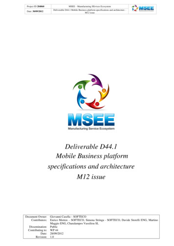 Deliverable D44.1 Mobile Business Platform Specifications And .