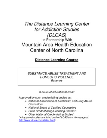The Distance Learning Center For Addiction Studies - MAHEC