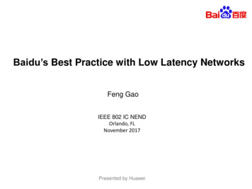 Icne Baidu's Best Practice With Low Latency Networks
