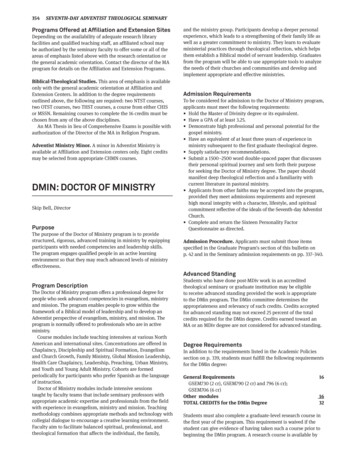 DMIN: Current Literature In Pastoral Ministry.DoCToR OF MINISTRY