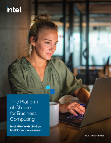 The Platform Of Choice For Business Computing - Intel