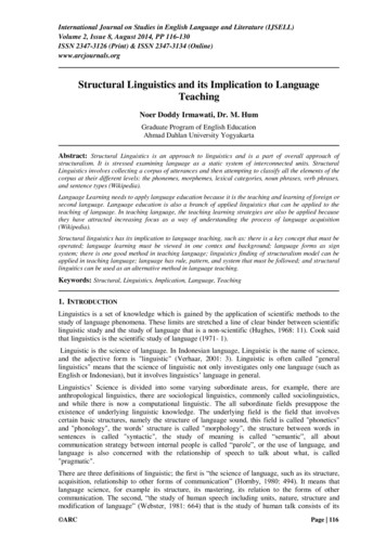 Structural Linguistics And Its Implication To Language Teaching