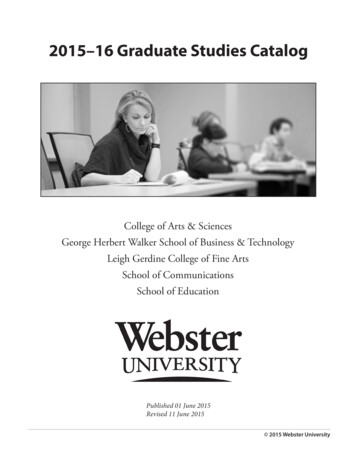 2015-16 Graduate Studies Catalog - Webster University