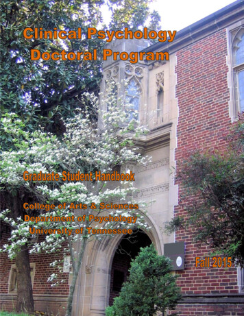Clinical Program Handbook - Department Of Psychology