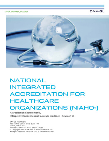 NATIONAL INTEGRATED ACCREDITATION FOR HEALTHCARE ORGANIZATIONS (NIAHO - Cha