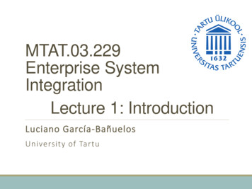 MTAT.03.229 Enterprise System Integration Lecture 1: Introduction