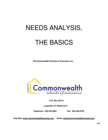NEEDS ANALYSIS, THE BASICS - Commonwealth Schools
