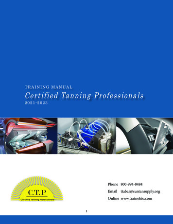 TRAINING MANUAL Certified Tanning Professionals