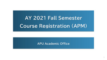 AY 2021 Fall Semester Course Registration (APM)