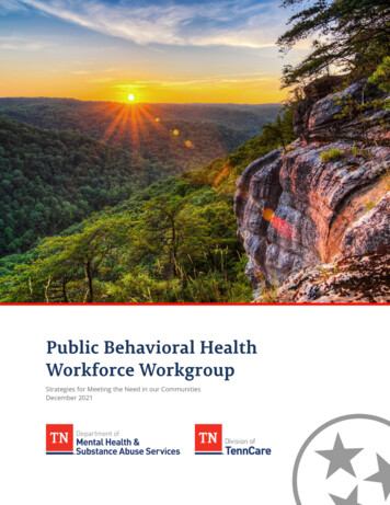 Public Behavioral Health Workforce Workgroup - Tennessee