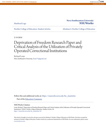 Deprivation Of Freedom Research Paper And Critical Analysis Of . - CORE