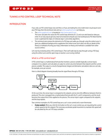 TUNING A PID CONTROL LOOP TECHNICAL NOTE INTRODUCTION - Opto 22