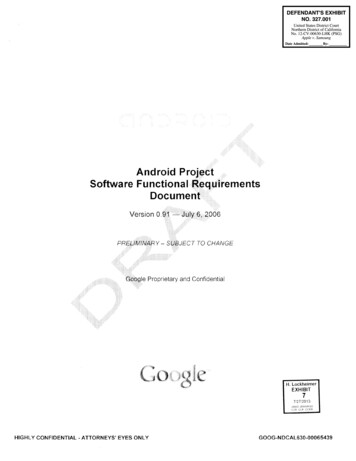 Android Project Software Functional R Quirements Document