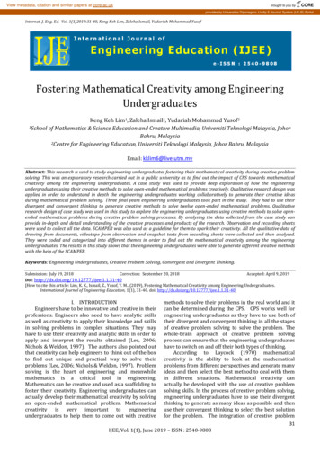 Fostering Mathematical Creativity Among Engineering Undergraduates - CORE