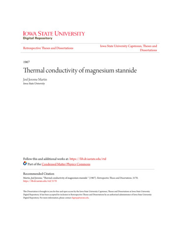Thermal Conductivity Of Magnesium Stannide - CORE