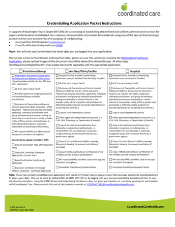 Credentialing Application Packet Instructions - Coordinated Care Health