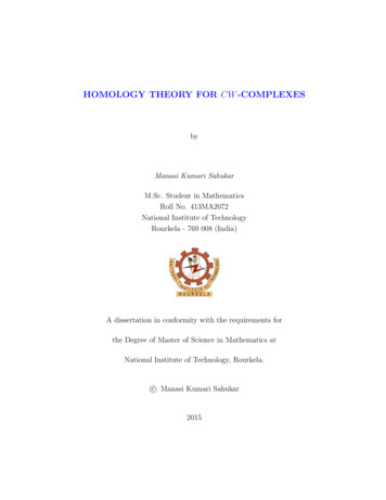 HOMOLOGY THEORY FOR CW-COMPLEXES - Ethesis