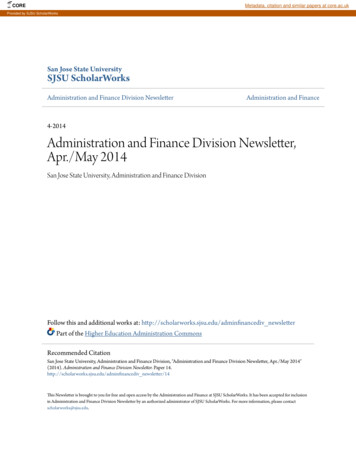 Administration And Finance Division Newsletter, Apr./May 2014