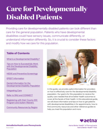 Care For Developmentally Disabled Patients - Aetna