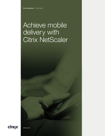 Achieve Mobile Delivery With Citrix NetScaler