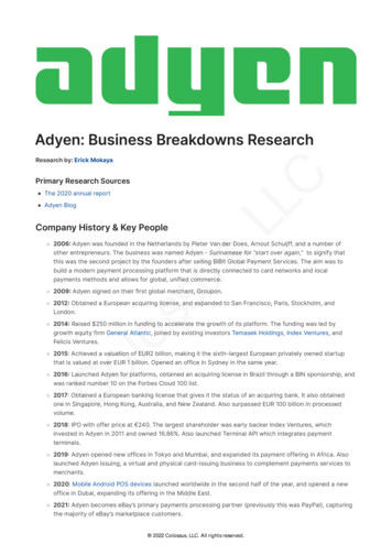 Adyen: Business Breakdowns Research - Colossus