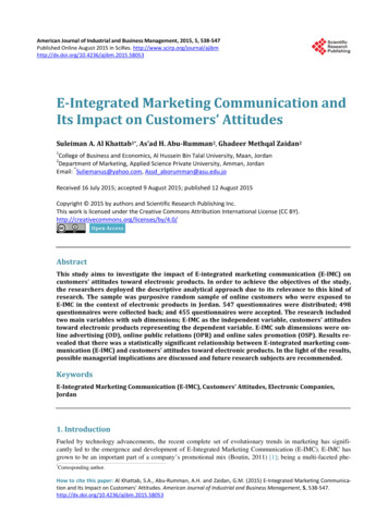 E-Integrated Marketing Communication And Its Impact On Customers' Attitudes
