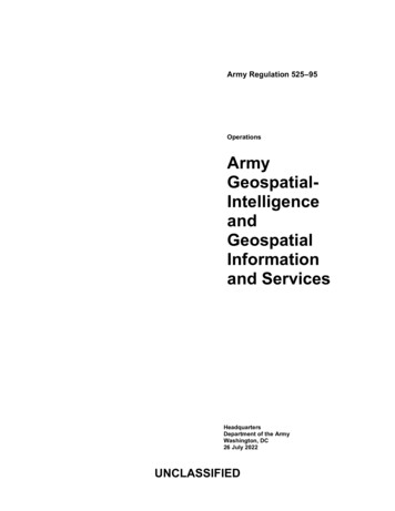Army Geospatial- Intelligence And Geospatial Information And Services