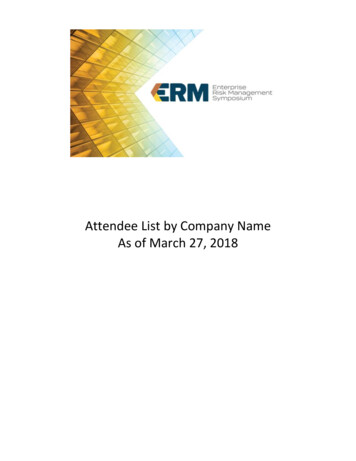 Attendee List By Company Name - ERM Symposium