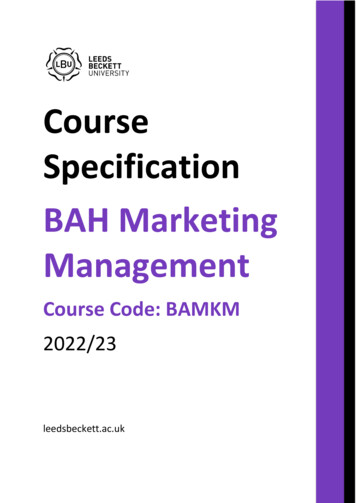 Course Specification BAH Marketing Management