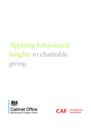Applying Behavioural Insights To Charitable Giving - GOV.UK