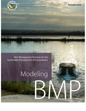 Modeling BMP - Department Of Water Resources
