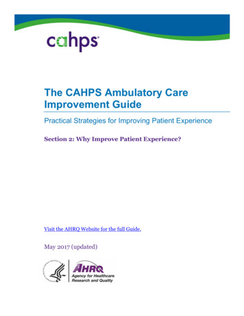 The CAHPS Ambulatory Care Improvement Guide - Agency For Healthcare .