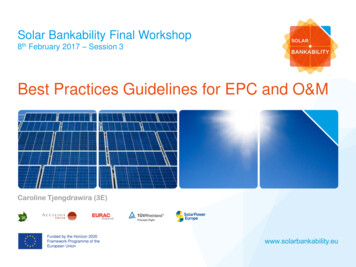 Best Practices Guidelines For EPC And O&M - Solar Bankability