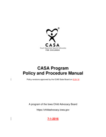 CASA Program Policy And Procedure Manual - Iowa