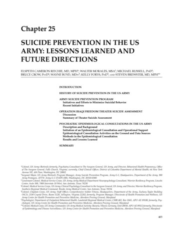Chapter 25 SUICIDE PREVENTION IN THE US ARMY: LESSONS LEARNED AND .