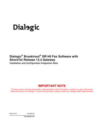 Dialogic Brooktrout SR140 With ShoreTel Release 11 . - IFAX Solutions