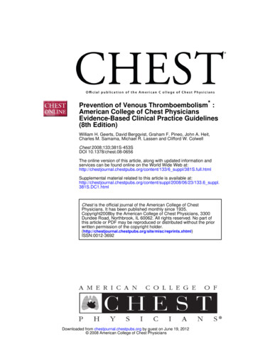Prevention Of Venous Thromboembolism* : American College Of . - CHPSO