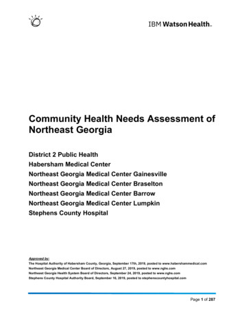 Community Health Needs Assessment Of Northeast Georgia