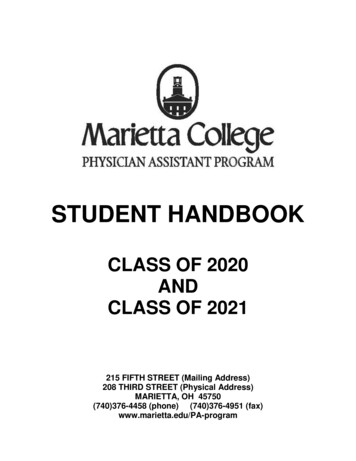 CLASS OF 2020 AND CLASS OF 2021 - Marietta College