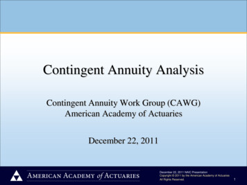 Contingent Annuity Analysis - NAIC
