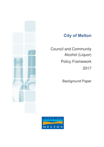 Council And Community Alcohol (Liquor) Policy Framework 2017