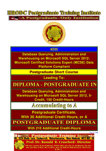 Postgraduate Short Course Leading To - HRODC