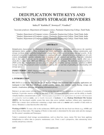 Deduplication With Keys And Chunks In Hdfs Storage Providers - Ijariie