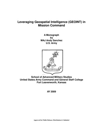 Leveraging Geospatial Intelligence (GEOINT) In Mission Command